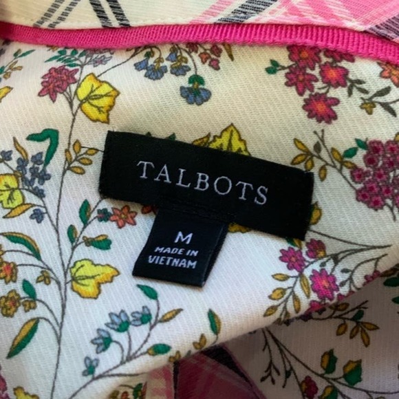 Talbots Pink white Soft Plaid Button Down Shirt sz M Perfect! - Picture 6 of 8